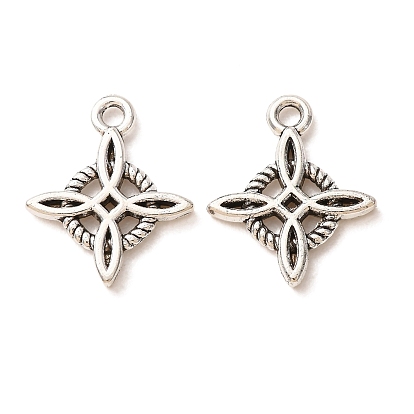Tibetan Style Alloy Pendants, Rhombus Knot Charms
