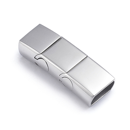 Retro 304 Stainless Steel Magnetic Clasps with Glue-in Ends, Rectangle