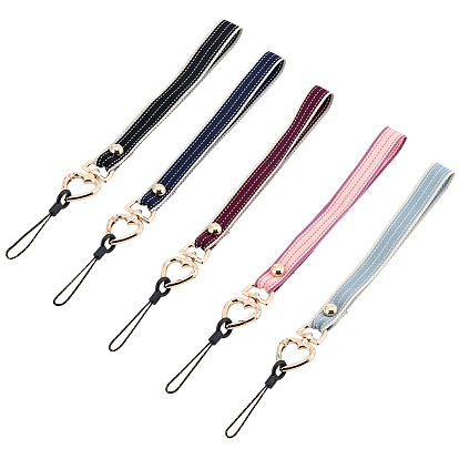 5шт. 5 цвета тканевый шнурок ремешок для мобильного телефона, сердце, золотой свет