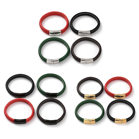Браслет из плетеного кожаного шнура разных цветов, с 304 из нержавеющей стали магнитные застежки