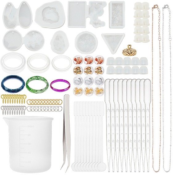 DIY силиконовые наборы форм для браслетов, формы для литья смолы, для уф-смолы, изготовление ювелирных изделий из эпоксидной смолы, с латексными детскими кроватками, пластиковый мерный стаканчик, пипетки, блеск для ногтей