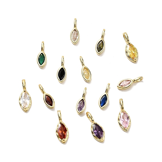 Подвески из латуни с микропаве из кубических цирконий в форме конского глаза, стойки покрытие, долговечный, без кадмия и без свинца, золотые