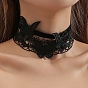 Halloween Themed Polyester Butterfly Chocker Necklace, Velvet Jewelry for Women