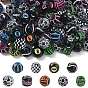 90Pcs 9 Styles Spray Printed Opaque Acrylic European Beads, Large Hole Beads, Mixed Shapes