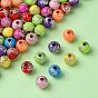 Plating Acrylic Beads, Metal Enlaced, Round , For Easter
