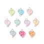 Подвески-сердечки в форме прозрачной смолы, с блестящей пудрой и 304 двойными петлями из нержавеющей стали, разноцветные