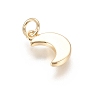 Brass Charms, with Jump Ring, Long-Lasting Plated, Moon