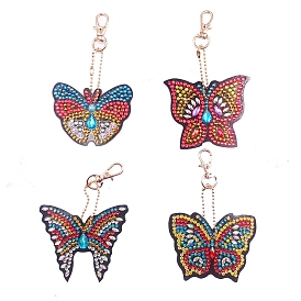DIY Butterfly Keychain Diamond Painting Kits, including Acrylic Board, Alloy Clasps, Resin Rhinestones, Diamond Sticky Pen, Tray Plate & Glue Clay
