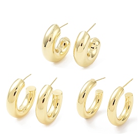 Rack Plating Brass Arch Stud Earrings, Cadmium Free & Lead Free