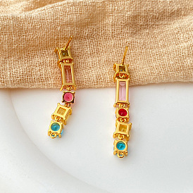 Colorful Crystal Zircon Exquisite Earrings - Allergy-free, Vintage, Gold-plated.