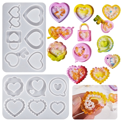 Heart Shape Quicksand DIY Silicone Mold, Shaker Molds, Resin Casting Molds, for UV Resin, Epoxy Resin Craft Making