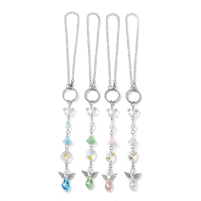 Стеклянные подвески-ангелы-бабочки decirationgs, Цепь из нержавеющей стали для подвесных украшений для домашнего автомобиля