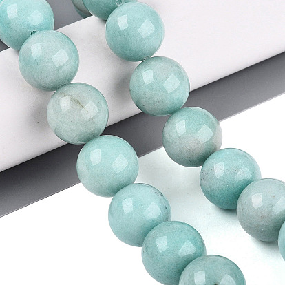 Dyed Natural White Jade Beads Strands, Smooth Round