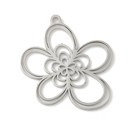 304 подвески из нержавеющей стали, цветочный шарм, лазерная резка, ионное покрытие (ip)