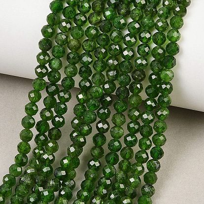 Натуральный зеленый диопсид бисер нити, круглые, класс АА, граненые