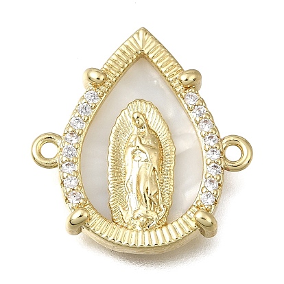 Латунные прозрачные фианиты и акриловые подвески-коннекторы, слезинка с девой марией, реальный 16 k позолоченный