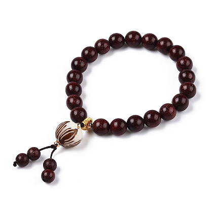 Лотос молитва медитация йога браслет для мужчин женщин, круглый браслет с бусинами из сандалового дерева, Буддийские украшения
