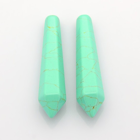 Pierre précieuse synthétique turquoise à facettes, teint, 45~53x10~11mm