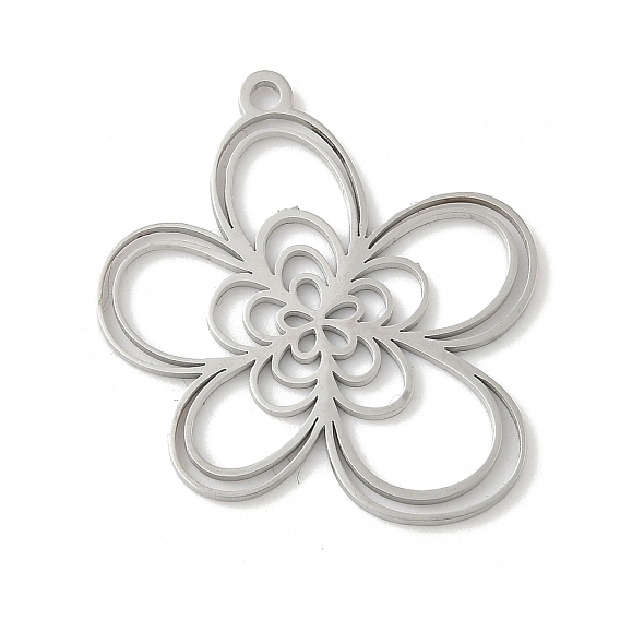 304 подвески из нержавеющей стали, цветочный шарм, лазерная резка, ионное покрытие (ip)