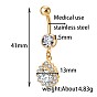 Brass Cubic Zirconia Navel Ring, Belly Rings, with Use Stainless Steel Findings, Cadmium Free & Lead Free, Drop