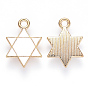 Alloy Enamel Pendants, for Jewish, Star of David, Light Gold