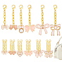 36Pcs 6 Colors Bowknot Alloy Enamel Pendant Decorations, with Alloy Lobster Claw Clasps and Iron Chains, Golden
