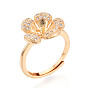 Цветочная латунь микропаве прозрачный кубический цирконий регулируемые настройки кольца, за половину пробурено бисера