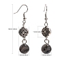 Fashion Tibetan Style Earrings, with Gemstone Beads and Brass Earring Hooks, 48mm