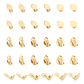 30 шт. 3 стили 304 фурнитура для сережек-клипс из нержавеющей стали, плоские круглые серьги, с петлями