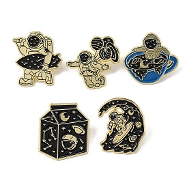 Creative Space Astronaut Series Brooches, Enamel Pins for Clothes Backpack, Black