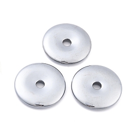 Natural Terahertz Stone Pendants, Frosted, Flat Round/Disc