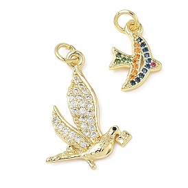 Латунные микро проложить кубического циркония подвески, без кадмия и без свинца, амулеты птиц, с целью перехода в кольце, реальный 18 k позолоченный