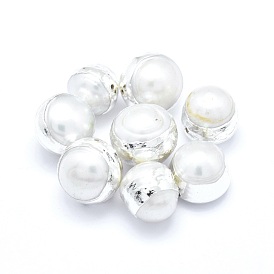 Natural Cultured Freshwater Pearl Beads, with Electroplated Polymer Clay, Round