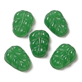 Dyed Natural Malaysia Jade Carved Cabochons, Leaf