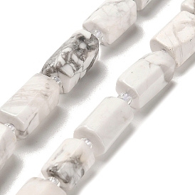 Natural Howlite Beads Strands, with Seed Beads, Faceted, Column