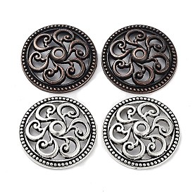 Tibetan Style Alloy Beads, Cadmium Free & Lead Free, Flat Round  with Flower