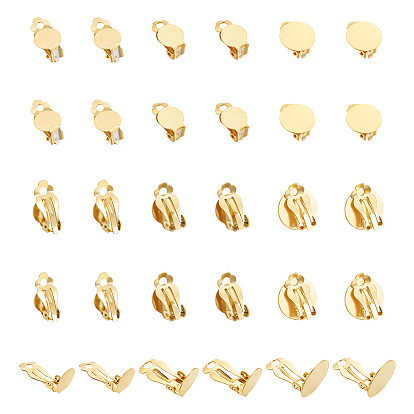 30 шт. 3 стили 304 фурнитура для сережек-клипс из нержавеющей стали, плоские круглые серьги, с петлями