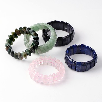 Mixed Shape Gemstone Bead Stretch Bracelets, 53~60mm, 23~25mm