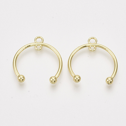 Alloy 2-Loop Link Pendants, Half Ring