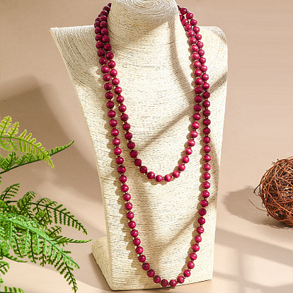 Длинные ожерелья из круглого дерева в стиле бохо