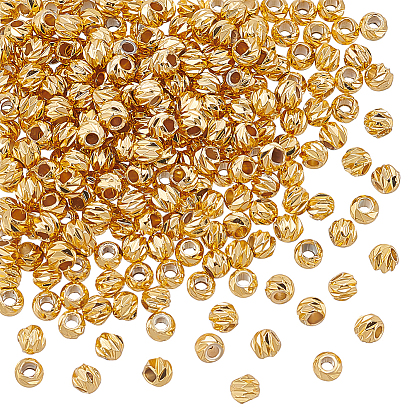 250шт. гофрированных латунных бусин, долговечный, спираль круглый, без никеля 