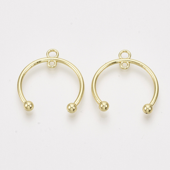 Alloy 2-Loop Link Pendants, Half Ring