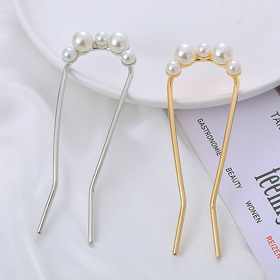 Жемчужная заколка — простая U-образная заколка для прически пучок, винтажный аксессуар для волос.