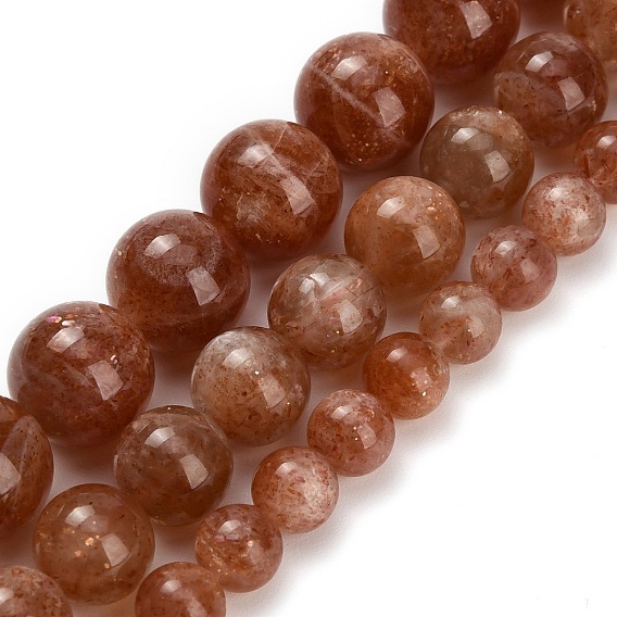 Натуральный Sunstone бисер пряди, круглые, класс АА