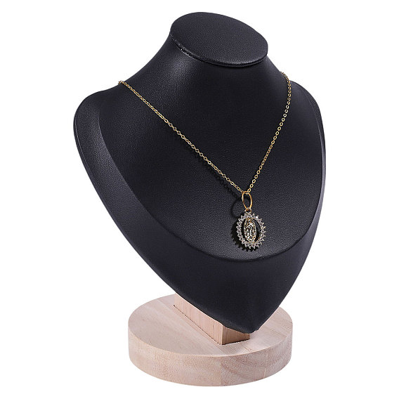 Деревянные подставки для ожерелий в форме бюста, с ковриком из искусственной кожи