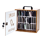 Rectangle Wood & Iron Desktop Mobile Phone Storage Boxes, with Paper Self-Adhesive Stickers and Lock