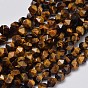 Faceted Natural Tiger Eye Beads Strands, Star Cut Round Beads