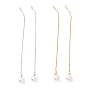 Long Chain with Plastic Pearl Dangle Stud Earrings, 304 Stainless Steel Ear Thread for Women