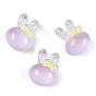 Transparent Epoxy Resin Bunny Decoden Cabochons, Glitter Rabbit with Bowknot