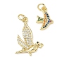 Латунные микро проложить кубического циркония подвески, без кадмия и без свинца, амулеты птиц, с целью перехода в кольце, реальный 18 k позолоченный
